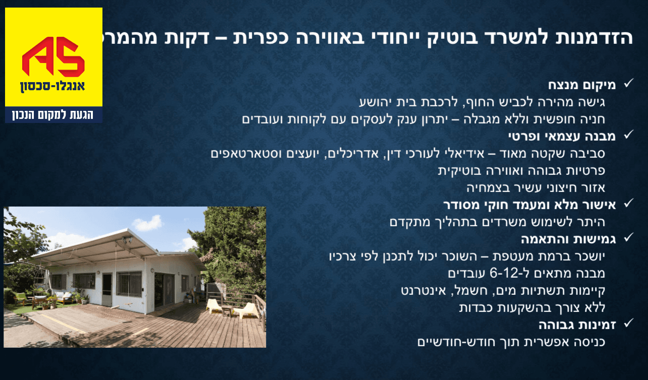 משרד 180 מ״ר, ההדרים, כפר נטר